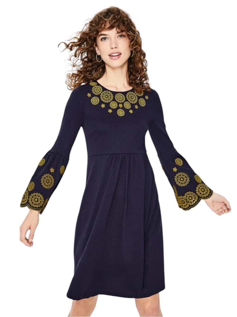 Boden Emilia Embroidered Dress Size 8
